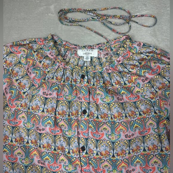 J.Crew X Liberty Giorgia Duke Floral Tie Waist Organic Cotton Button Blouse XS - Picture 3 of 16